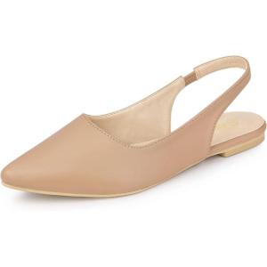imageAllegra K Womens Pointed Toe Pumps Slingback Flat PumpsNude