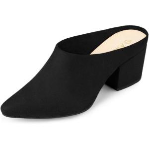 imageAllegra K Womens Pointed Toe Slip on Block Heel Slide MulesBlack