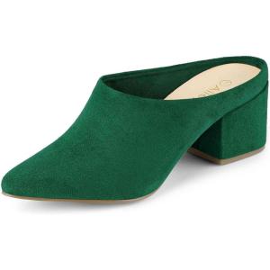 imageAllegra K Womens Pointed Toe Slip on Block Heel Slide MulesGreen
