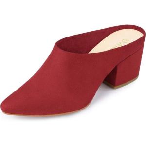 imageAllegra K Womens Pointed Toe Slip on Block Heel Slide MulesRed