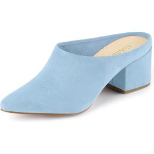 imageAllegra K Womens Pointed Toe Slip on Block Heel Slide MulesSky Blue