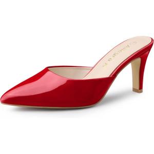 imageAllegra K Womens Pointed Toe Stiletto Heels Slide MulesRed