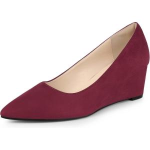 imageAllegra K Womens Pointy Toe Slip On Wedges Heels PumpsBurgundy