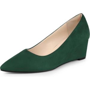 imageAllegra K Womens Pointy Toe Slip On Wedges Heels PumpsDark Green