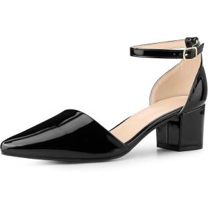 imageAllegra K Womens Pump Pointed Closed Toe Low Chunky Heels PumpsBlack