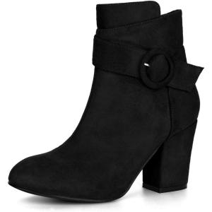 imageAllegra K Womens Round Toe Block Heel Boots Ankle BootiesBlack