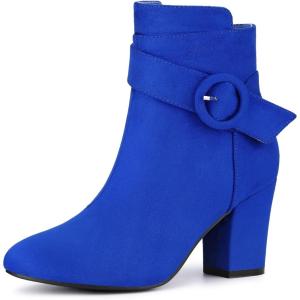 imageAllegra K Womens Round Toe Block Heel Boots Ankle BootiesRoyal Blue