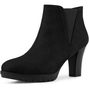 imageAllegra K Womens Round Toe Block Heels Chelsea Ankle BootsBlack