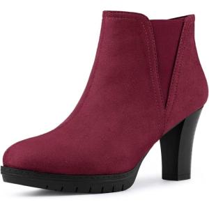 imageAllegra K Womens Round Toe Block Heels Chelsea Ankle BootsBurgundy