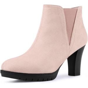 imageAllegra K Womens Round Toe Block Heels Chelsea Ankle BootsDust Pink