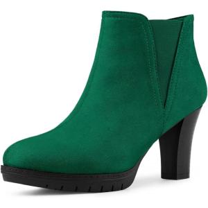 imageAllegra K Womens Round Toe Block Heels Chelsea Ankle BootsEmerald Green