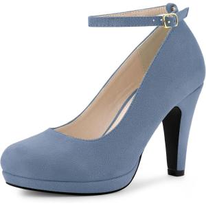 imageAllegra K Womens Round Toe Stiletto Heels Ankle Strap PumpsHaze Blue