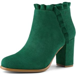 imageAllegra K Womens Ruffle Block Heel Ankle BootsDark Green