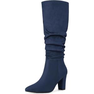 imageAllegra K Womens Slouch Pointed Toe Chunky Heel Knee High BootsNavy Blue