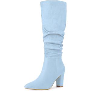 imageAllegra K Womens Slouch Pointed Toe Chunky Heel Knee High BootsSky Blue