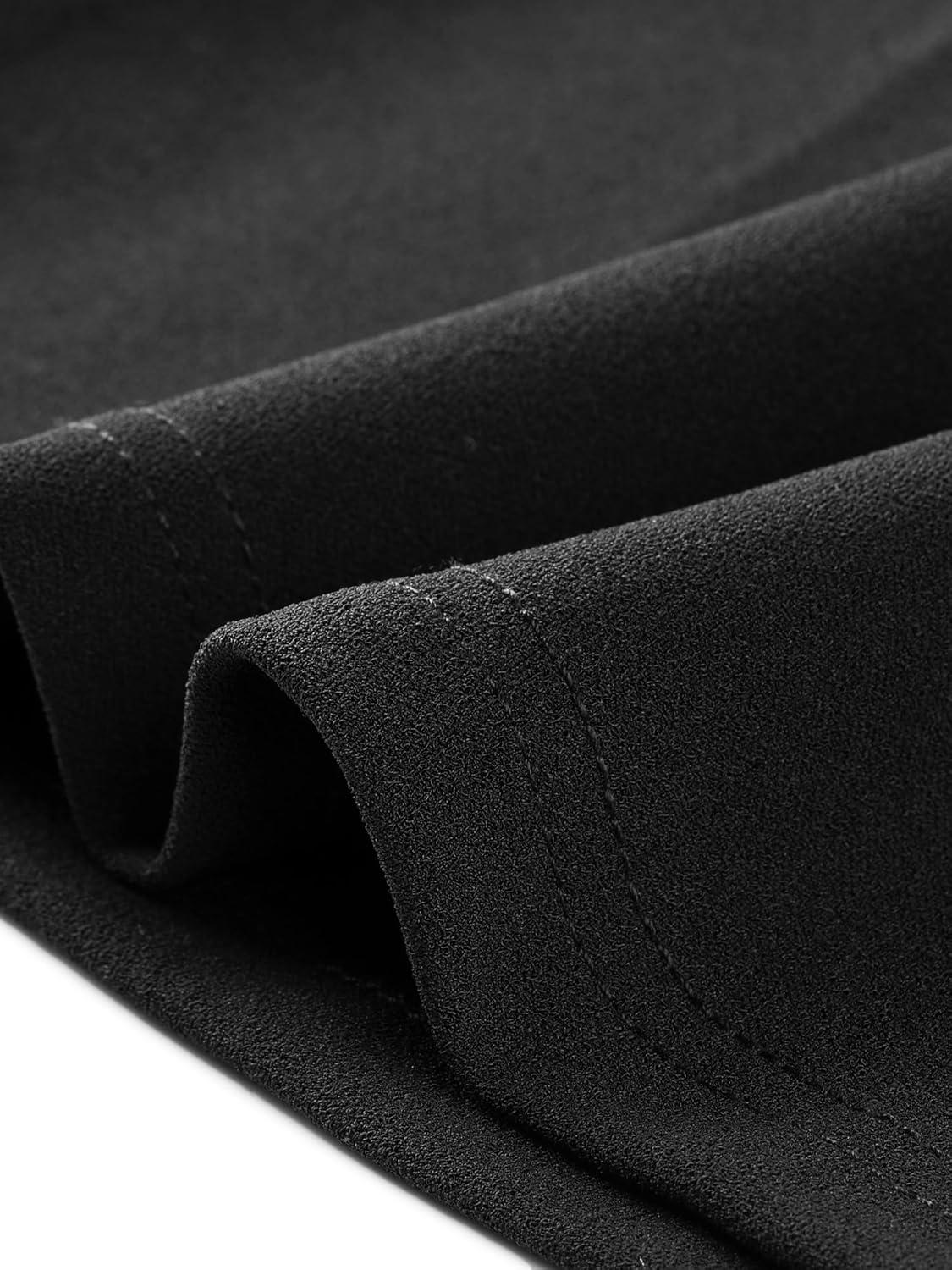 imageAllegra K 2024 Fall Long Sleeve Dress for Womens Collar Tie Mock Neck a Line Elegant Midi DressesBlack