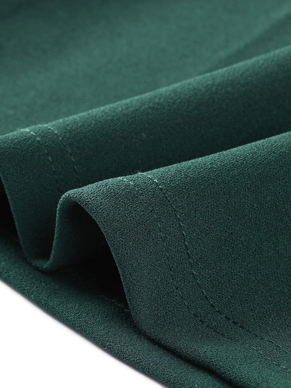 imageAllegra K 2024 Fall Long Sleeve Dress for Womens Collar Tie Mock Neck a Line Elegant Midi DressesDark Green