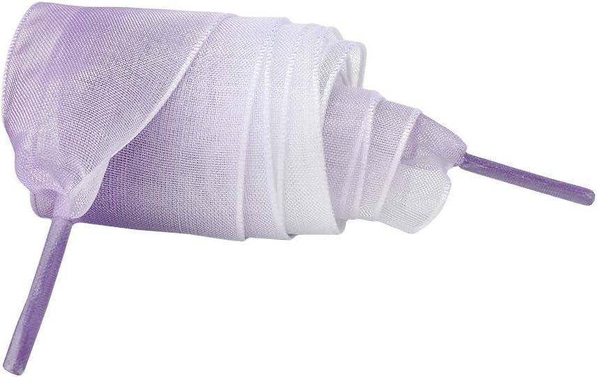 imageAllegra K 25cm Wide Flat Shoelaces for Women Gradient Color Organza Shoe Laces StringsPurple White
