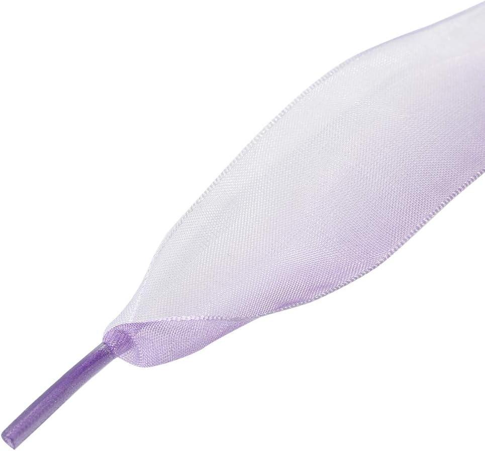 imageAllegra K 25cm Wide Flat Shoelaces for Women Gradient Color Organza Shoe Laces StringsPurple White