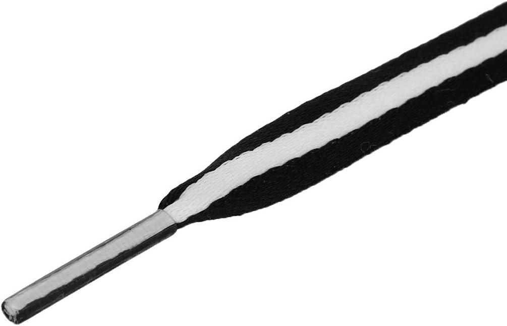 imageAllegra K Colorful Color Block Stripe Wide Shoe Strings Flat Shoelaces for Sneakers 2 PairsBlackwhiteblack