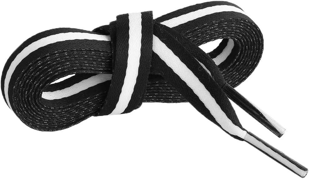 imageAllegra K Colorful Color Block Stripe Wide Shoe Strings Flat Shoelaces for Sneakers 2 PairsBlackwhiteblack