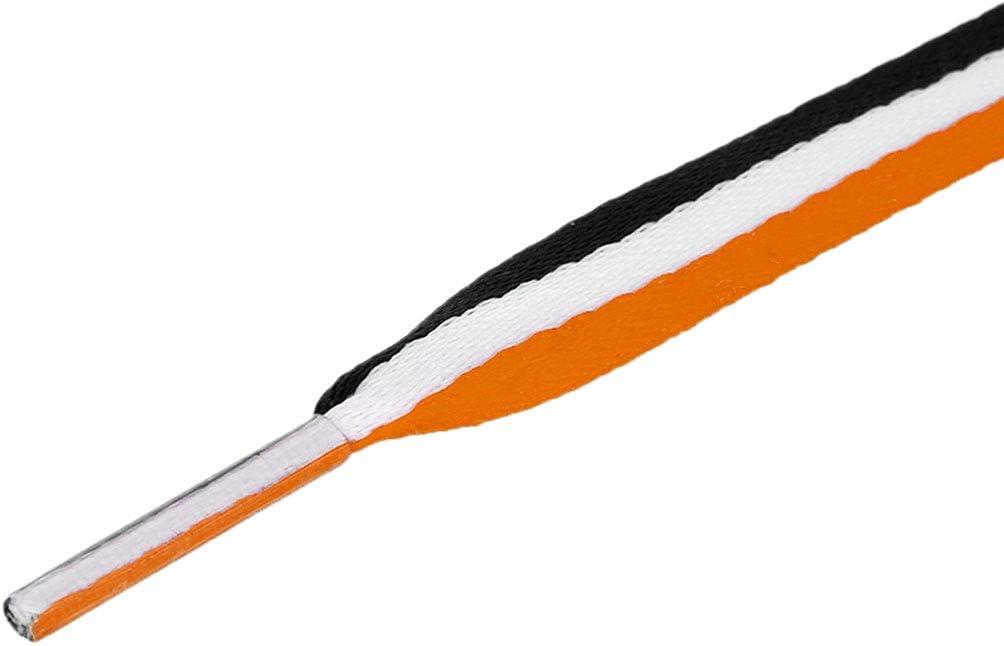 imageAllegra K Colorful Color Block Stripe Wide Shoe Strings Flat Shoelaces for Sneakers 2 PairsBlackwhiteorange