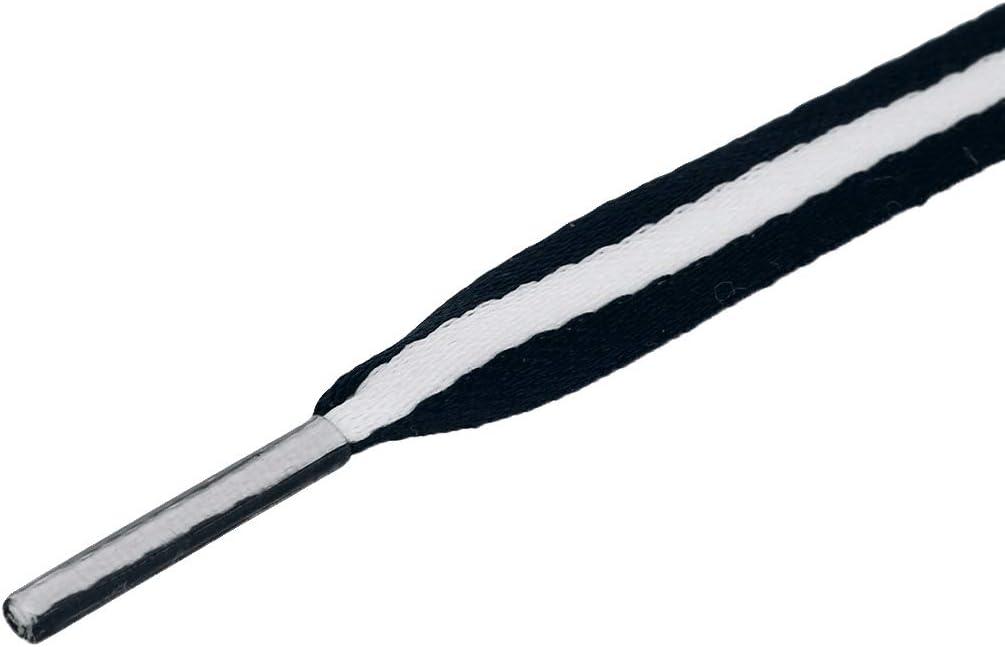 imageAllegra K Colorful Color Block Stripe Wide Shoe Strings Flat Shoelaces for Sneakers 2 PairsBluewhiteblue