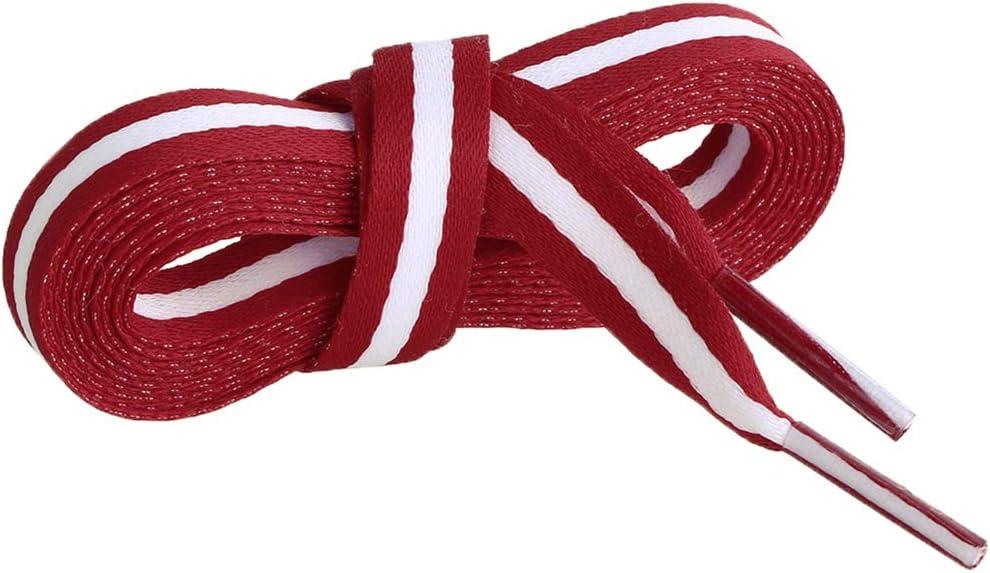 imageAllegra K Colorful Color Block Stripe Wide Shoe Strings Flat Shoelaces for Sneakers 2 PairsRedwhitered