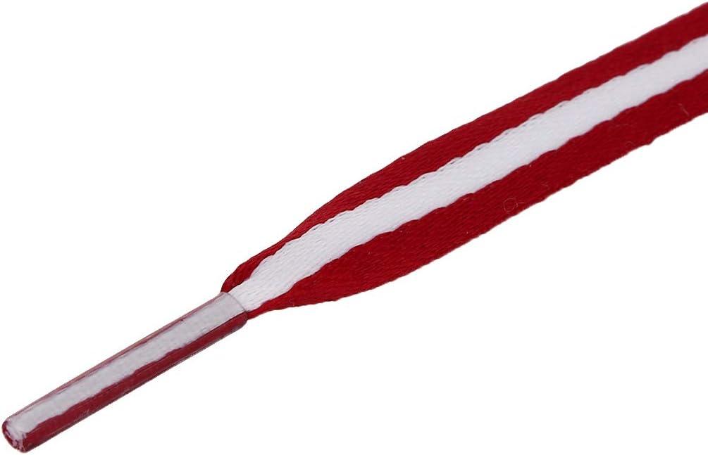 imageAllegra K Colorful Color Block Stripe Wide Shoe Strings Flat Shoelaces for Sneakers 2 PairsRedwhitered