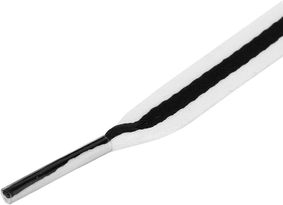 imageAllegra K Colorful Color Block Stripe Wide Shoe Strings Flat Shoelaces for Sneakers 2 PairsWhiteblackwhite