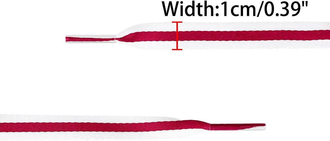 imageAllegra K Colorful Color Block Stripe Wide Shoe Strings Flat Shoelaces for Sneakers 2 PairsWhiteredwhite
