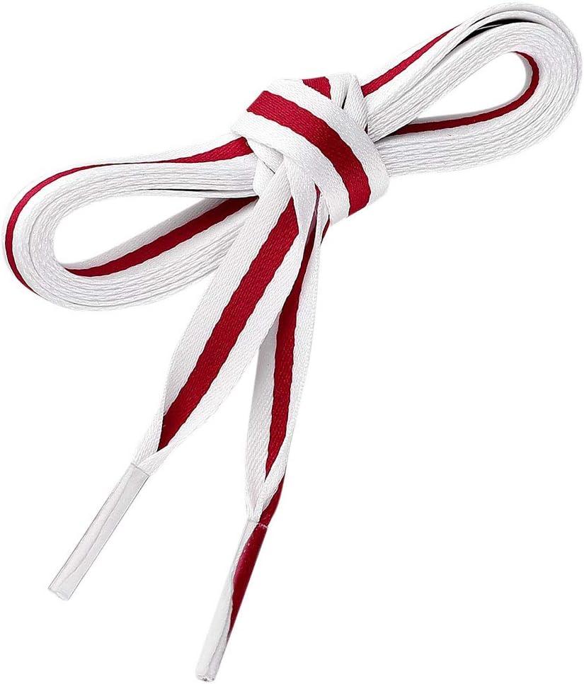 imageAllegra K Colorful Color Block Stripe Wide Shoe Strings Flat Shoelaces for Sneakers 2 PairsWhiteredwhite
