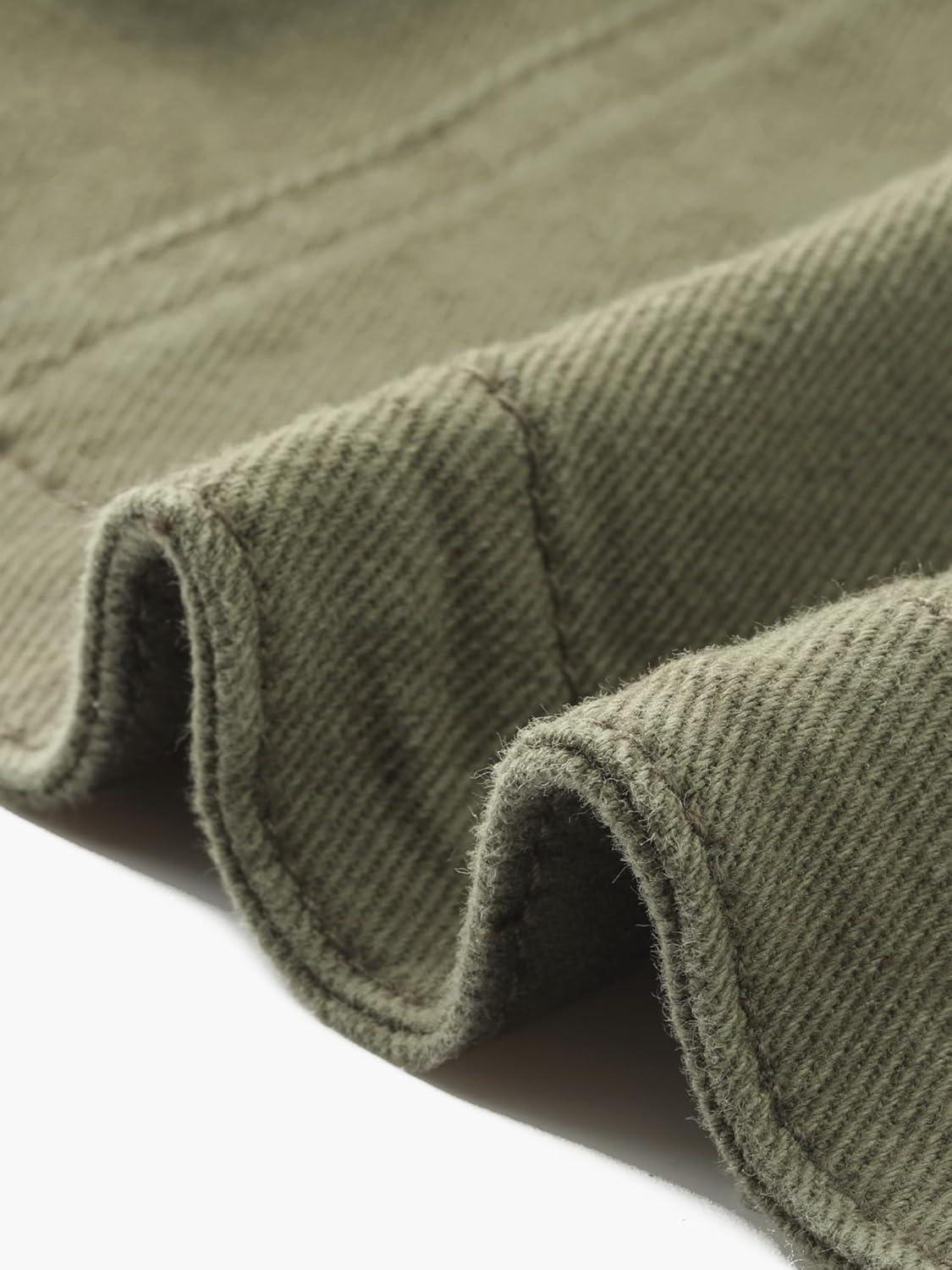 imageAllegra K Denim Jacket for Womens 2025 Casual Collared Long Sleeve Crop Jean JacketsDark Green