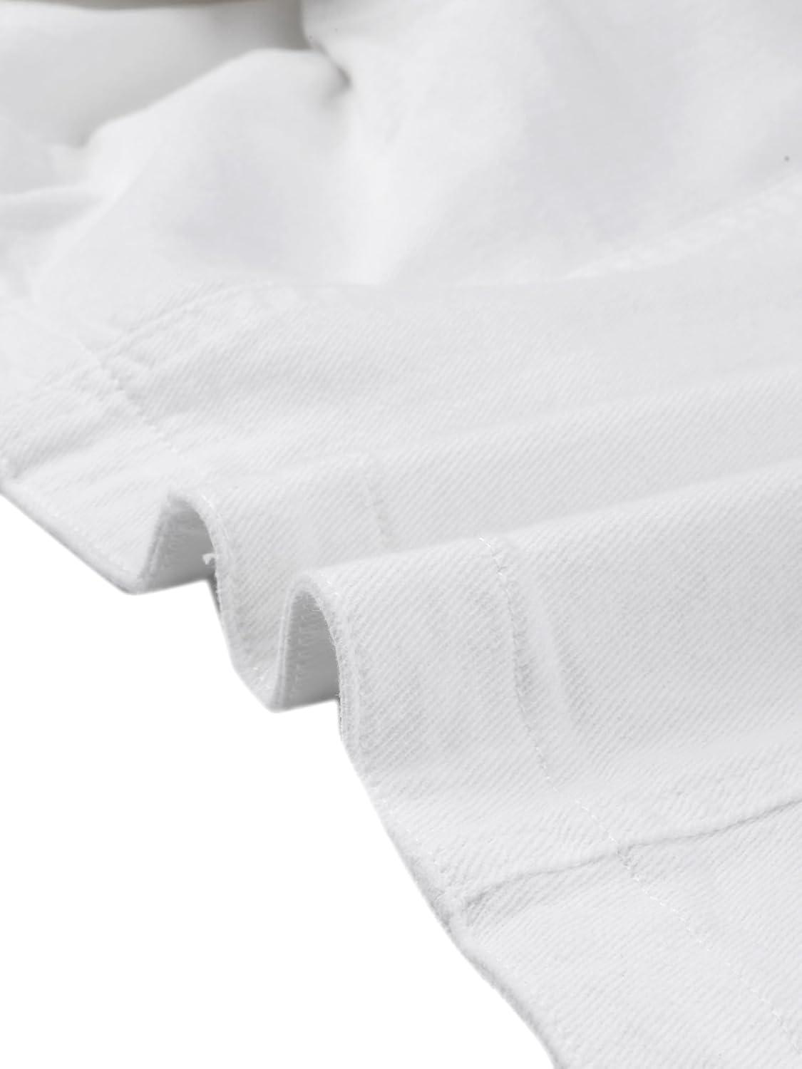 imageAllegra K Denim Jacket for Womens 2025 Casual Collared Long Sleeve Crop Jean JacketsWhite