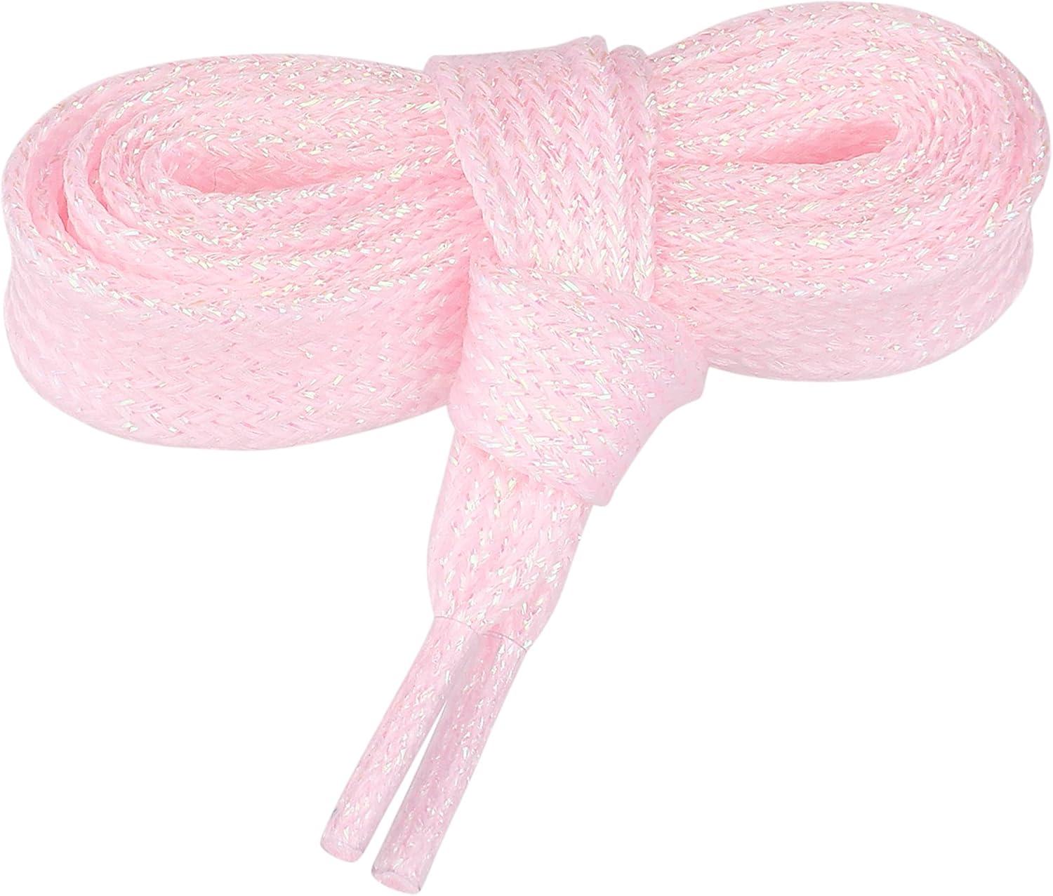 imageAllegra K Glitter Sparkling Flat Shoelace Shoe Laces for Sneakers Shiny Shoes StringsPink