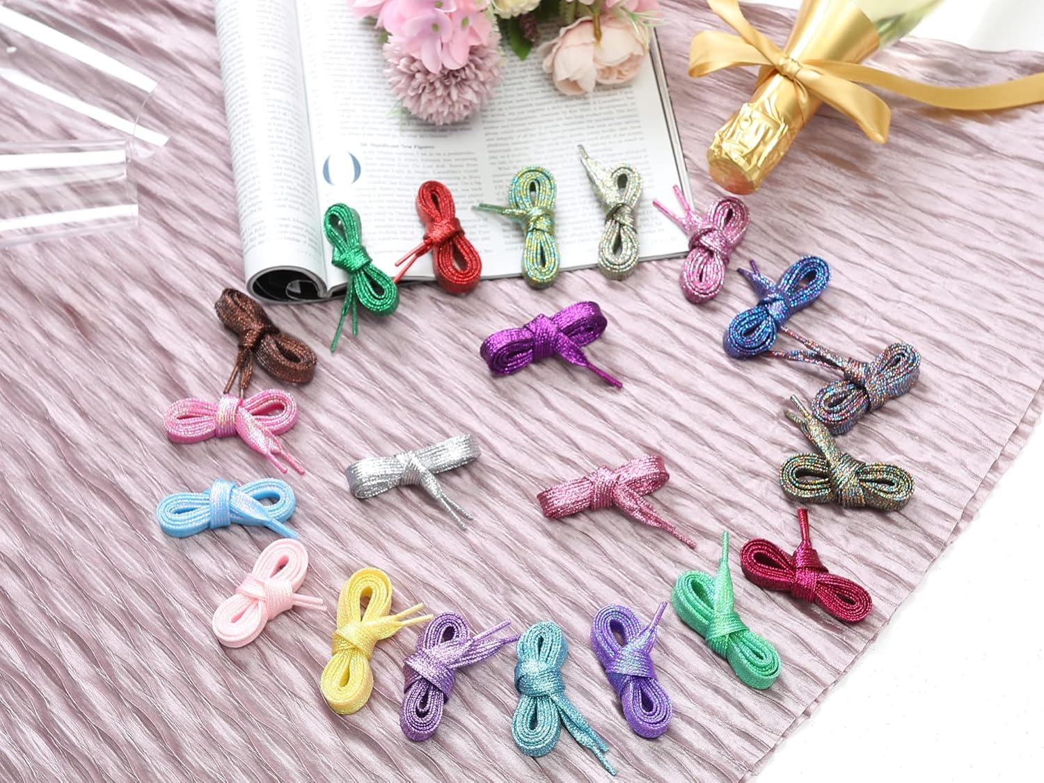 imageAllegra K Glitter Sparkling Flat Shoelace Shoe Laces for Sneakers Shiny Shoes StringsPink