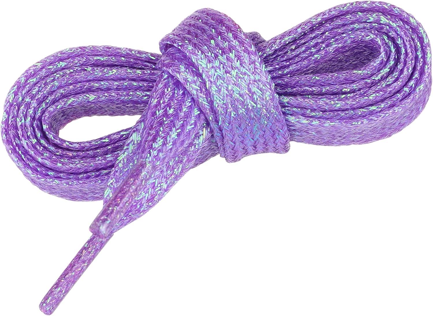 imageAllegra K Glitter Sparkling Flat Shoelace Shoe Laces for Sneakers Shiny Shoes StringsPurple