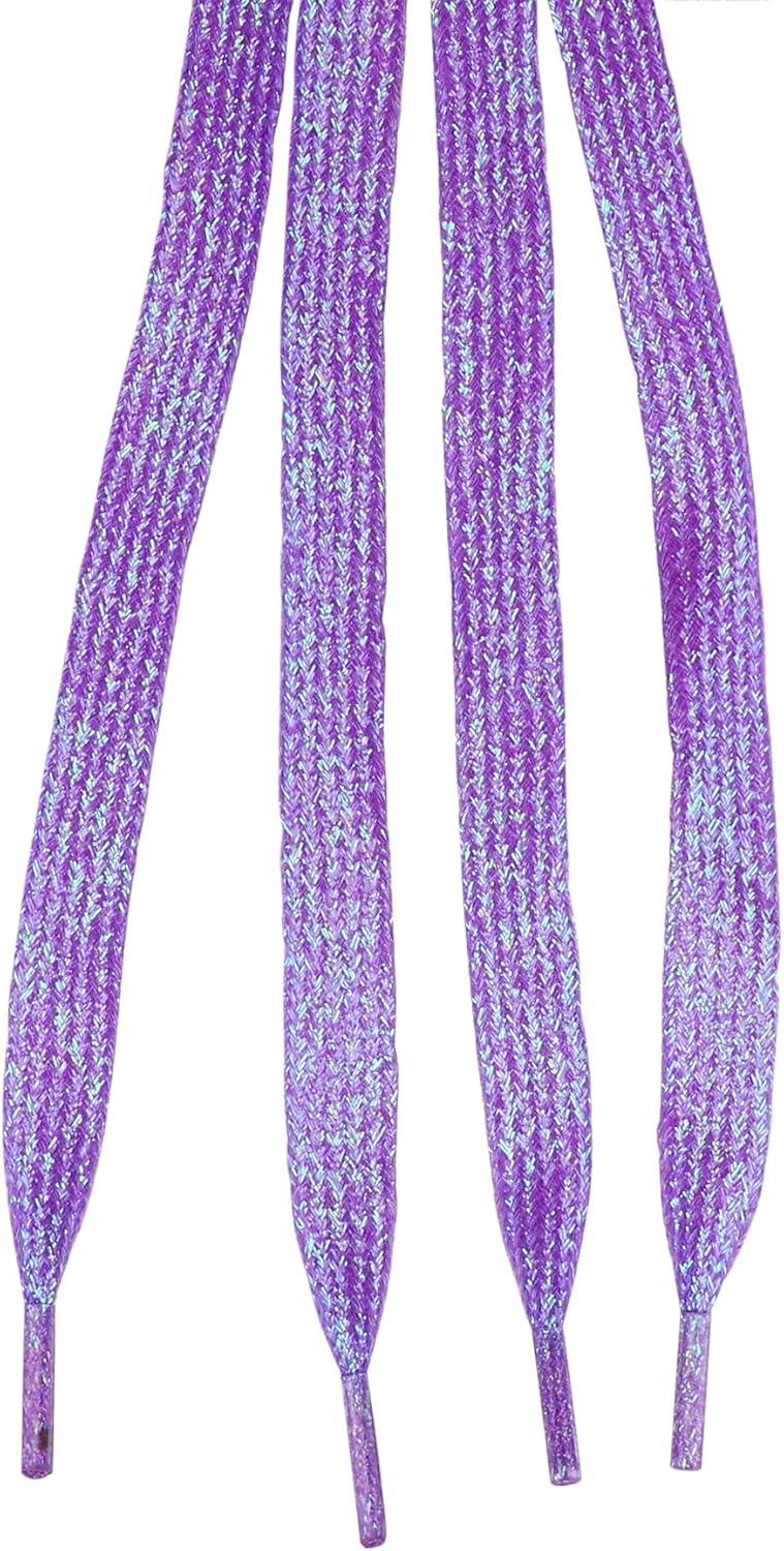 imageAllegra K Glitter Sparkling Flat Shoelace Shoe Laces for Sneakers Shiny Shoes StringsPurple