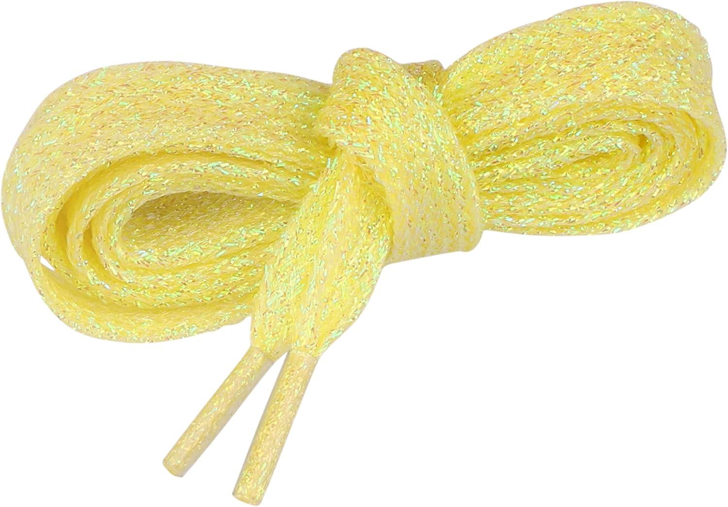 imageAllegra K Glitter Sparkling Flat Shoelace Shoe Laces for Sneakers Shiny Shoes StringsYellow