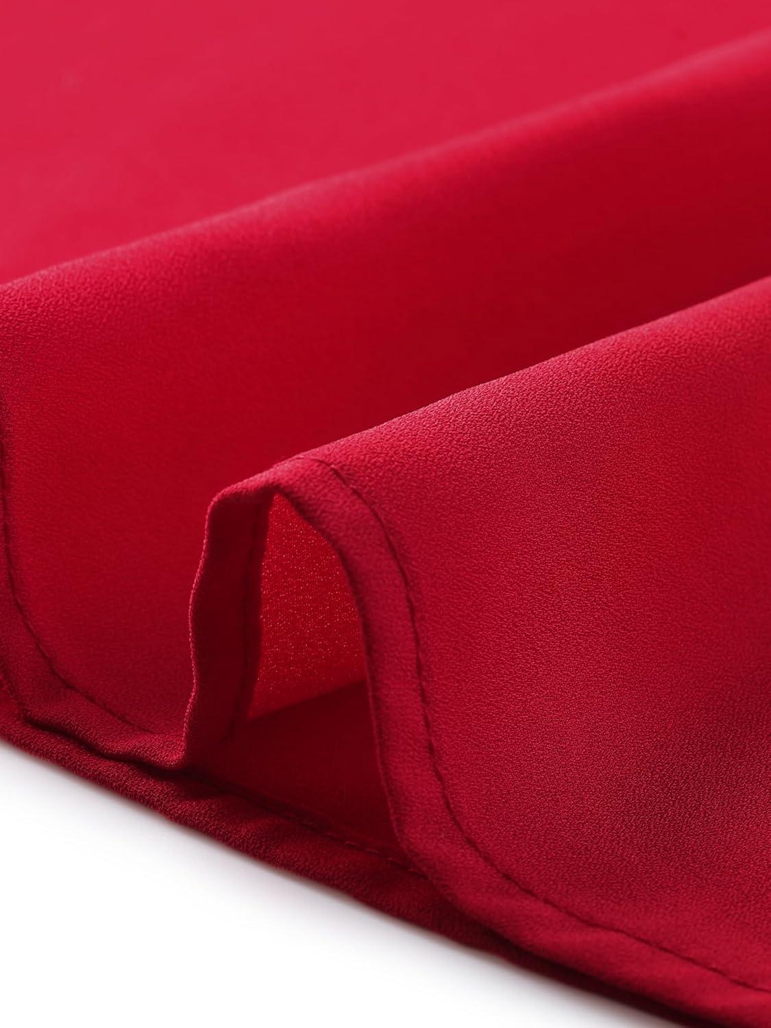 imageAllegra K Long Sleeve Work Tops for Womens Mock Neck Business Casual Blouses ShirtsRed