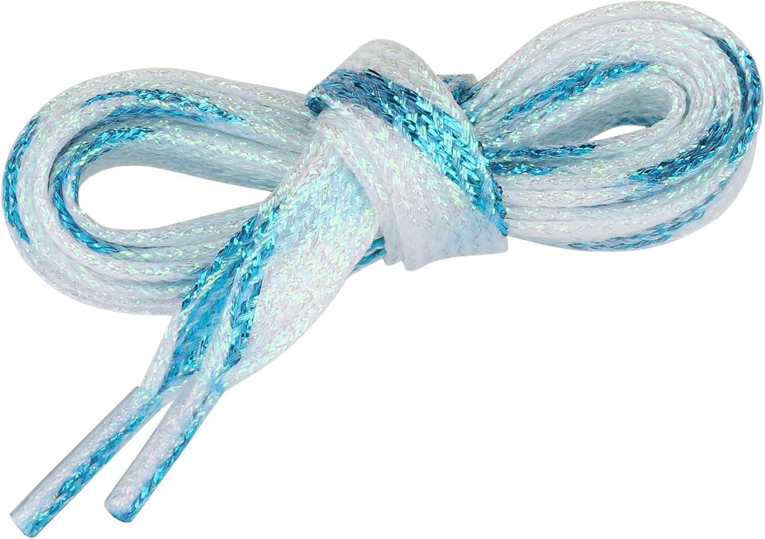 imageAllegra K Metallic Shoelaces Sparkly Glitter Shoe Strings Shiny Flat Shoe Laces for SneakersBlue