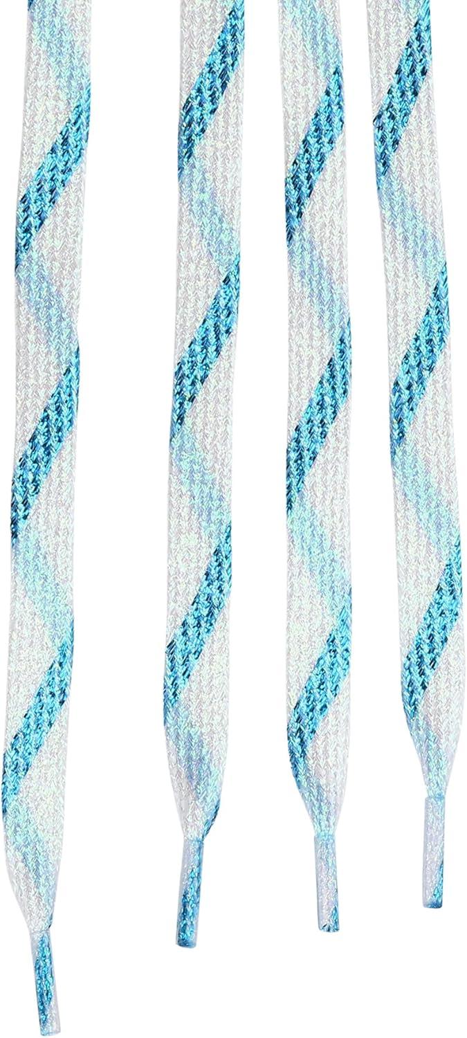 imageAllegra K Metallic Shoelaces Sparkly Glitter Shoe Strings Shiny Flat Shoe Laces for SneakersBlue