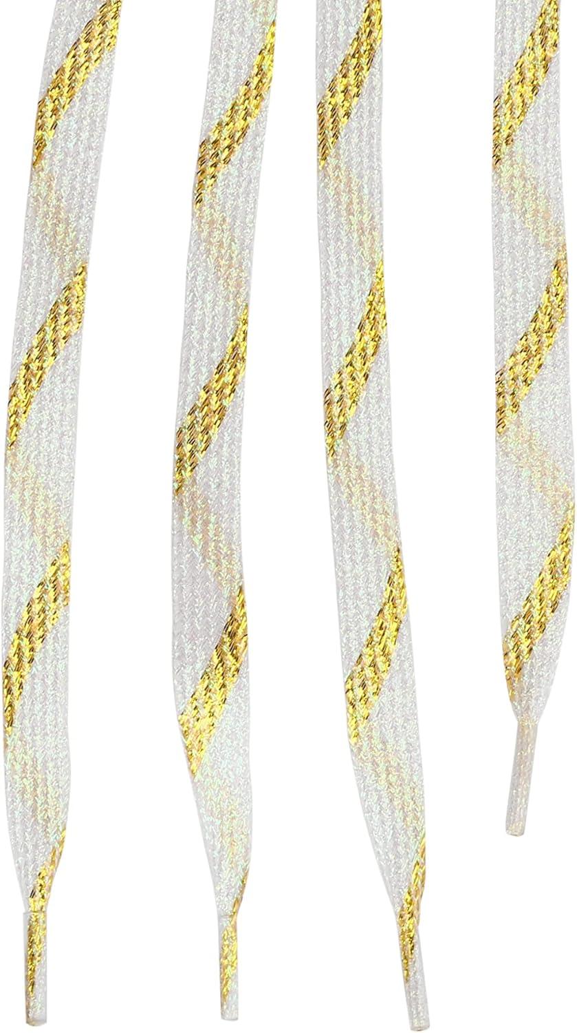 imageAllegra K Metallic Shoelaces Sparkly Glitter Shoe Strings Shiny Flat Shoe Laces for SneakersGold