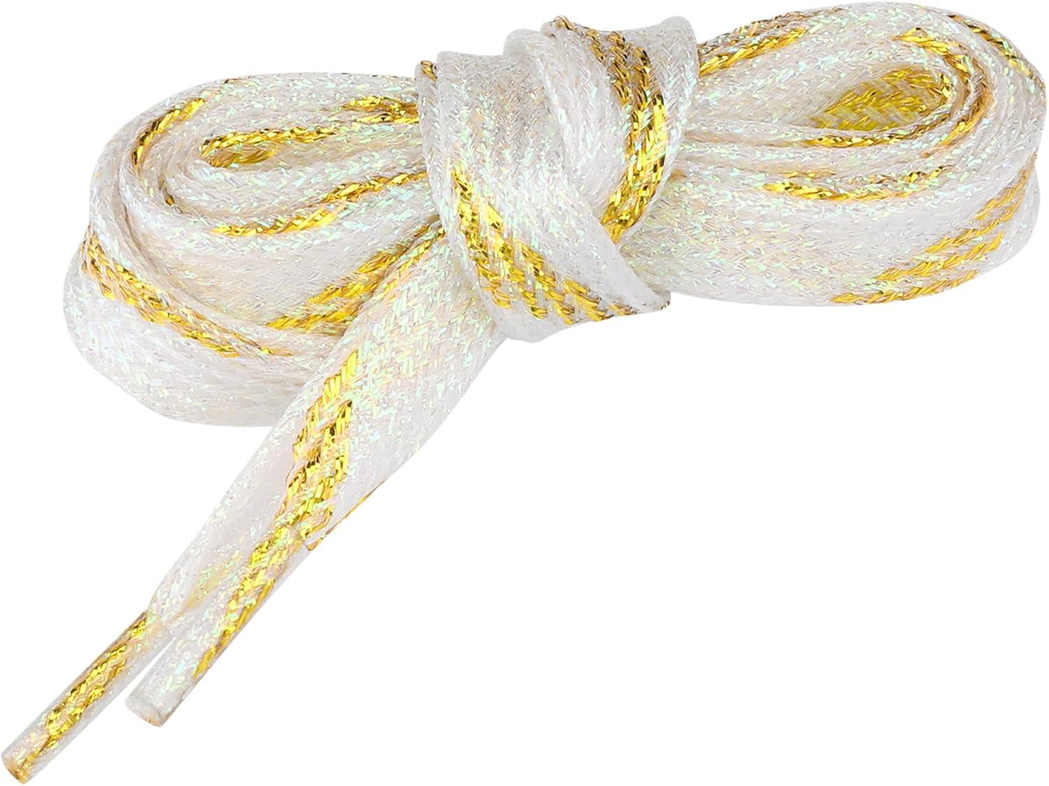 imageAllegra K Metallic Shoelaces Sparkly Glitter Shoe Strings Shiny Flat Shoe Laces for SneakersGold