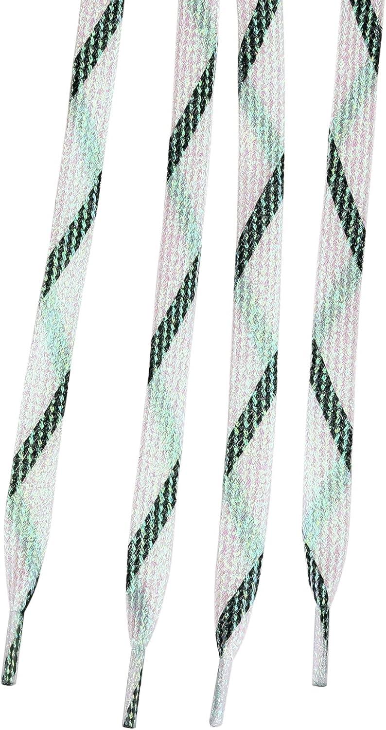 imageAllegra K Metallic Shoelaces Sparkly Glitter Shoe Strings Shiny Flat Shoe Laces for SneakersGreen