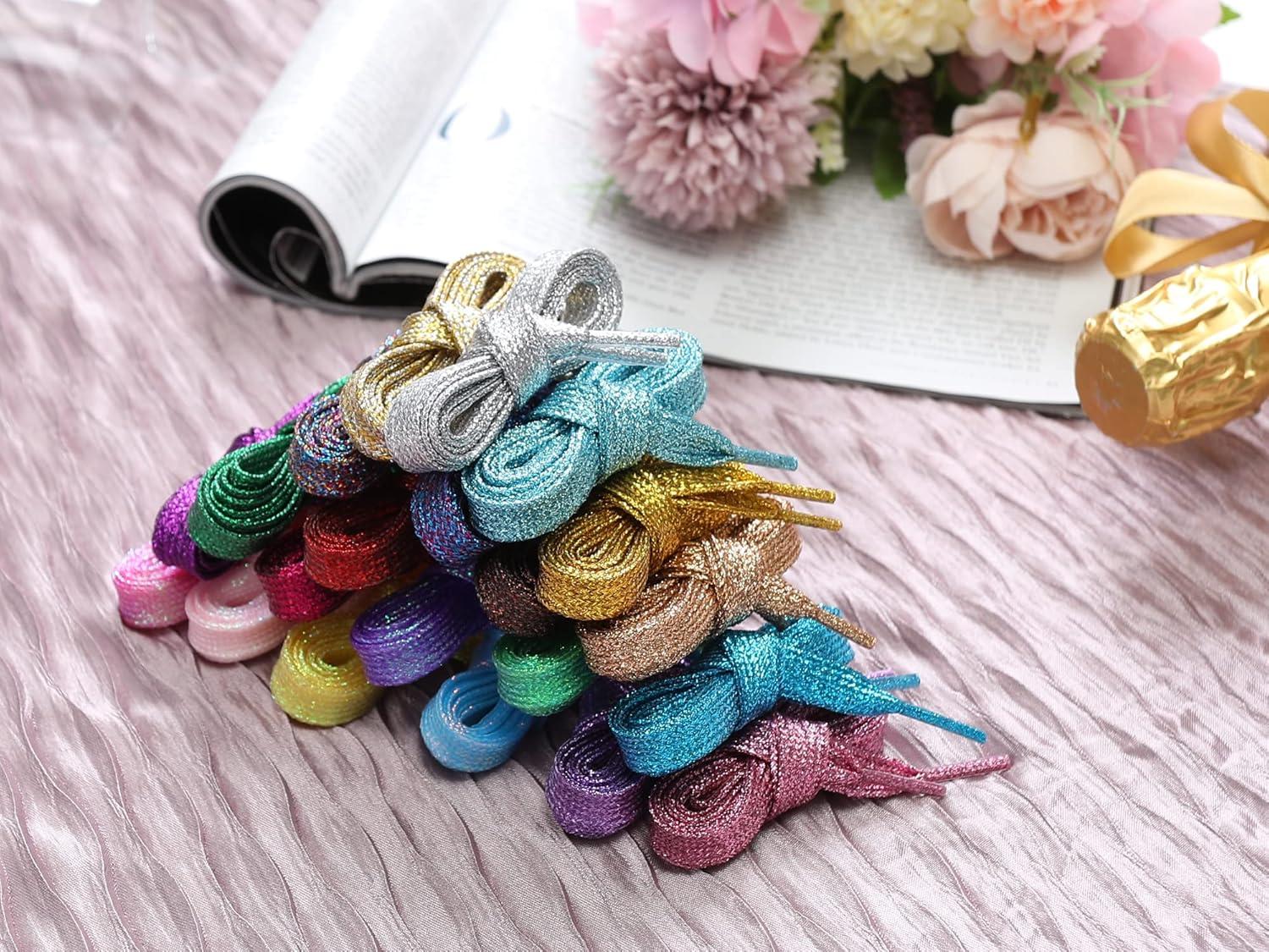 imageAllegra K Metallic Shoelaces Sparkly Glitter Shoe Strings Shiny Flat Shoe Laces for SneakersRoyal Blue