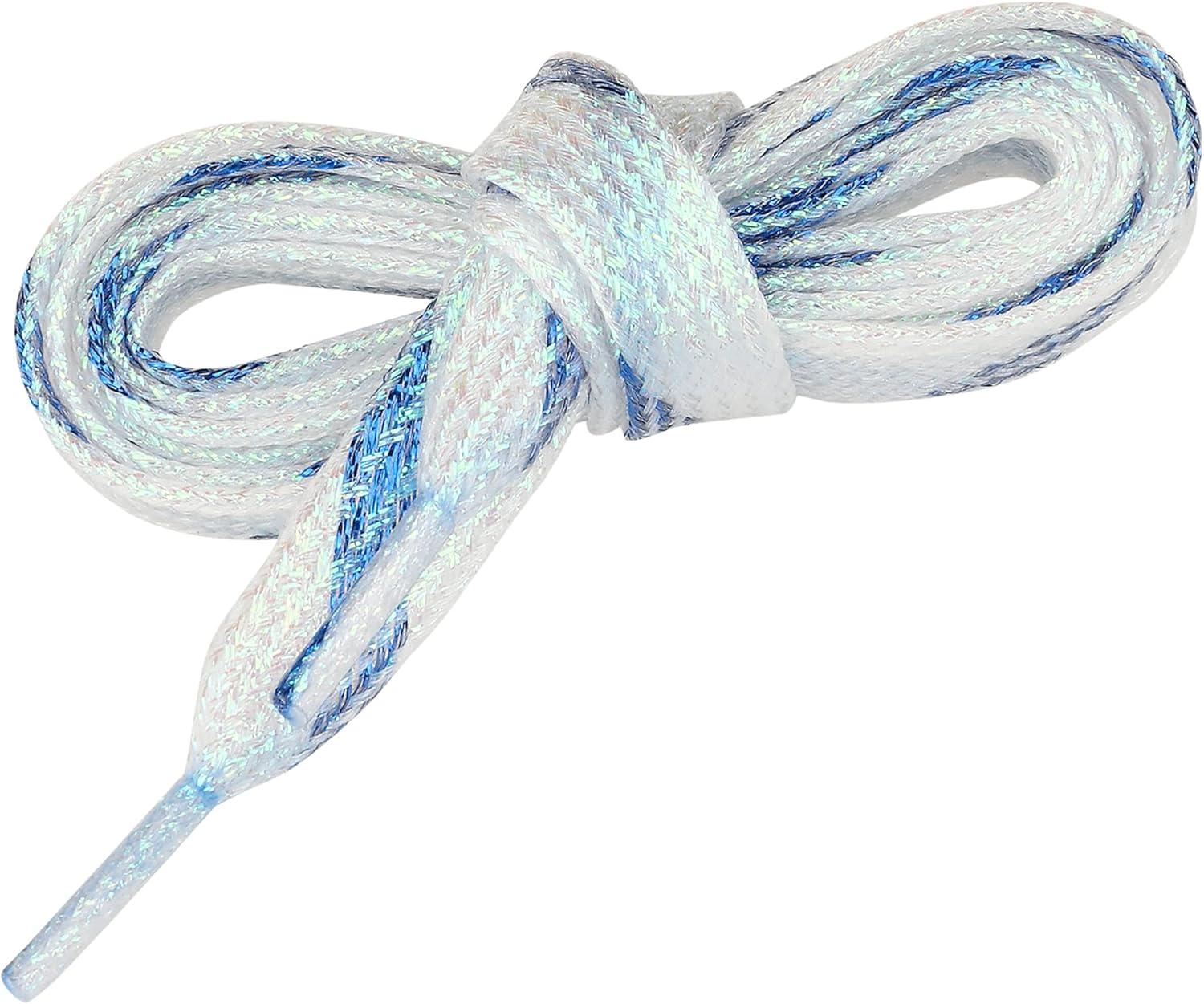 imageAllegra K Metallic Shoelaces Sparkly Glitter Shoe Strings Shiny Flat Shoe Laces for SneakersRoyal Blue