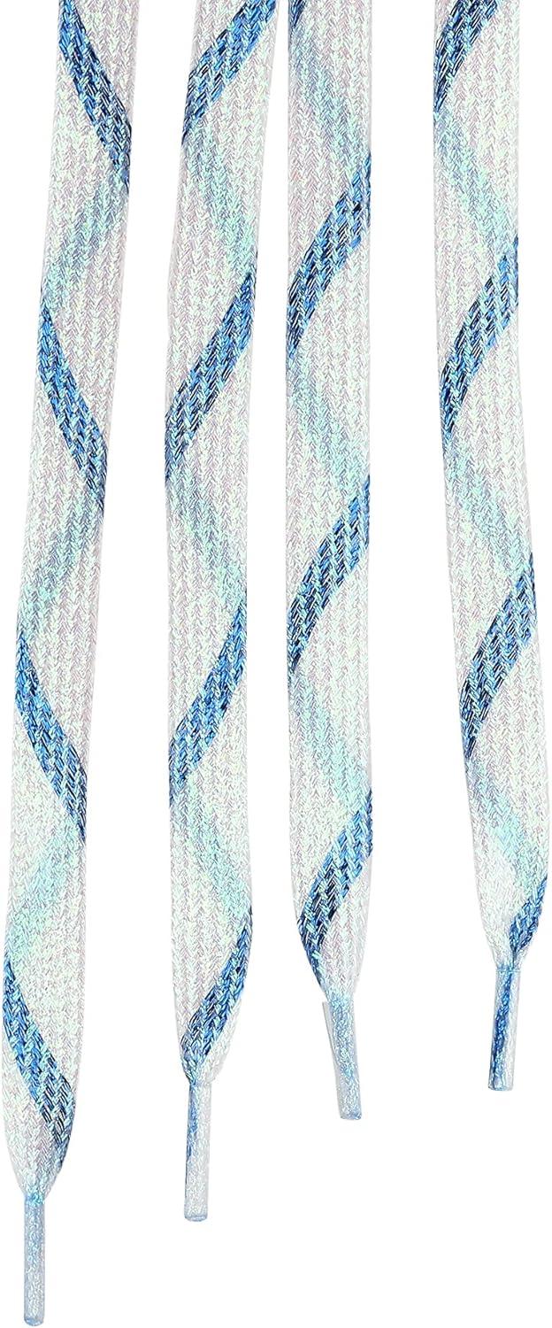imageAllegra K Metallic Shoelaces Sparkly Glitter Shoe Strings Shiny Flat Shoe Laces for SneakersRoyal Blue