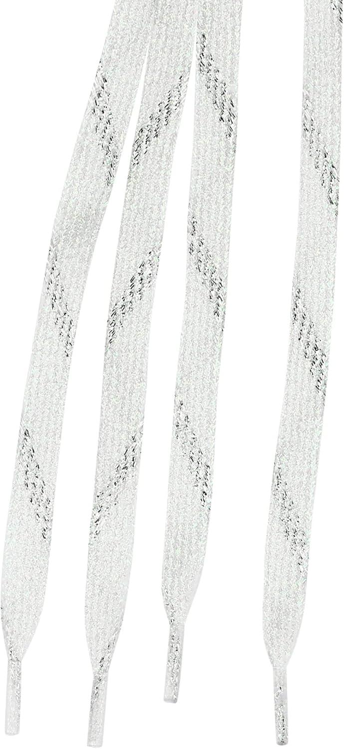 imageAllegra K Metallic Shoelaces Sparkly Glitter Shoe Strings Shiny Flat Shoe Laces for SneakersSilver