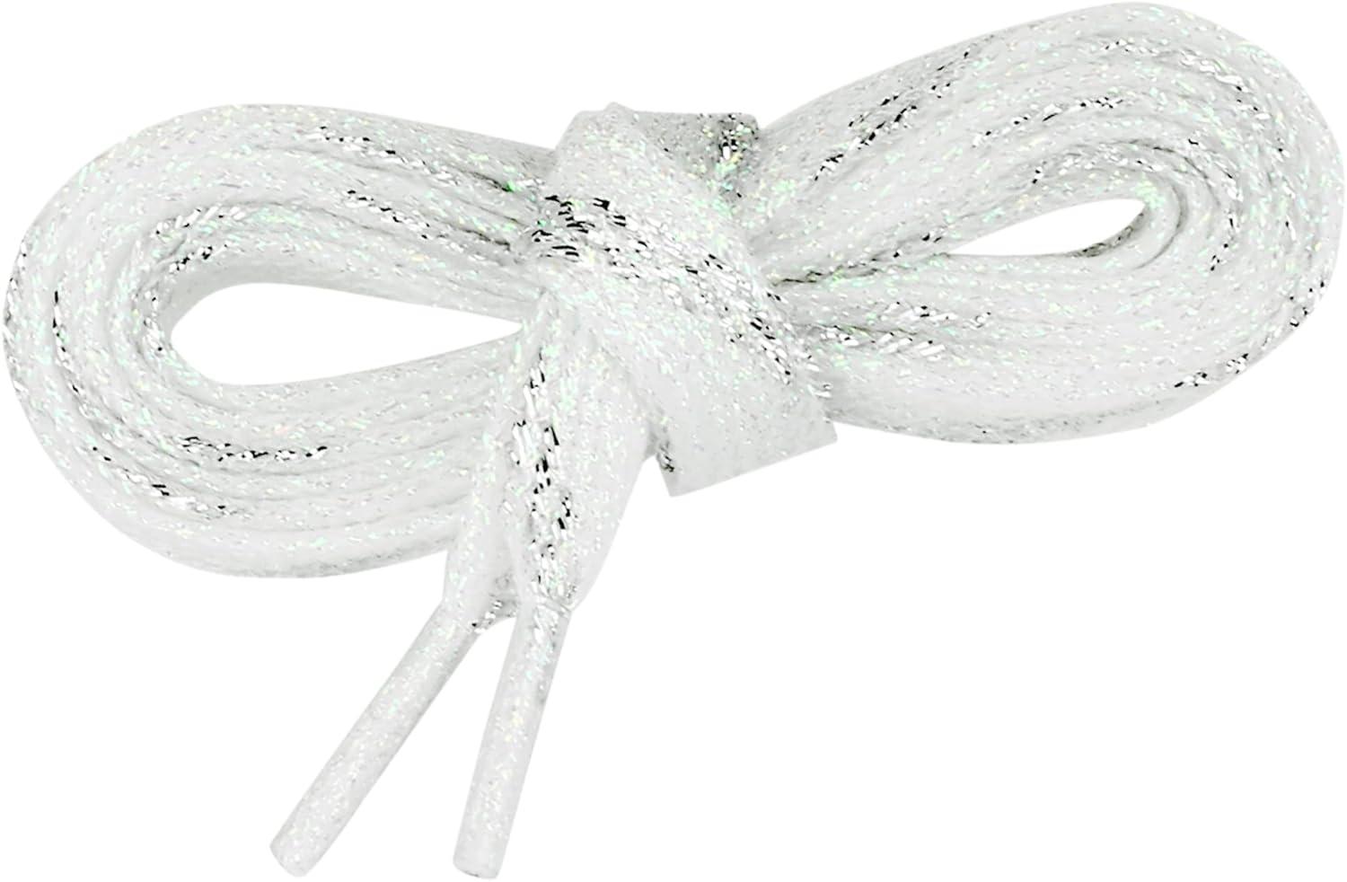 imageAllegra K Metallic Shoelaces Sparkly Glitter Shoe Strings Shiny Flat Shoe Laces for SneakersSilver